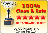 Top CD Ripper and Converter 1.0 Clean & Safe award